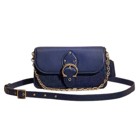 Coach Blue Crocodile Restored Beat Crossbody Glovetanned Leather & Suede Brass - Picture 1 of 15